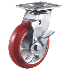 विमा 4 5 6 इंच लाल पु आयरन कोर स्विचवेल हाई-लोड क्षमता कैस्टर व्हील 125 मिमी 150 मिमी 200 ब्रेक भारी ड्यूटी कैस्टर व्हील - Product Image 5