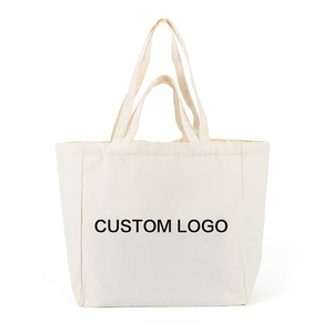 Biểu Tượng Tùy Chỉnh Thêu Tote Túi Tự Nhiên Thêm Công Suất Lớn Bông Vải Với Vải Thư Mô Hình Phong Cách - Product Image 1