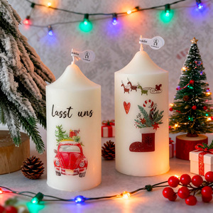 Christmas Printed Pillar Scented <b>Candle</b> Snowman Pattern Cylinder Wax <b>Candle</b> for Xmas Table Home Decor - Product Image 2