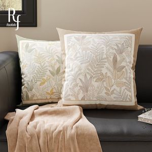 Coussin carré décoratif style naturel avec motif végétal, housse amovible pour salon, chambre, voiture, décoration intérieure - Product Image 2