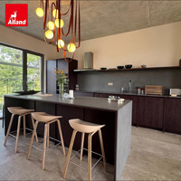 Meubles en bois massif de style Japandi de haute qualité Allandgroup, avec structure en bois grainé, anti-insectes, en chêne rouge, armoires de cuisine sur mesure