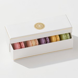 Thân thiện với môi hộp thực phẩm cho <span class=keywords><strong>Macarons</strong></span> tráng miệng Kẹo hộp giấy tùy chỉnh Macaron trắng bao bì hộp quà tặng cho sô cô la Cookie - Product Image 6