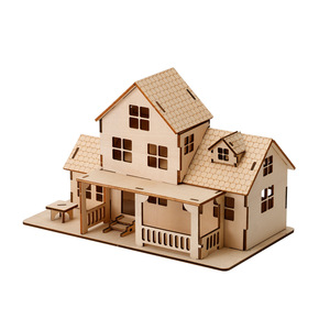 Modèle de bâtiment de style européen, <span class=keywords><strong>puzzle</strong></span> 3D en bois, maison à assembler soi-même, villa créative, jouet artisanal, âges 6-13 - Product Image 5