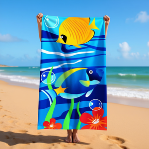 Toalla de Playa HDJ 70x140cm con Estampado de Peces, Poliéster, Uso en Verano, Toalla Rectangular para Adultos y Niños - Product Image 2