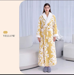 Factory Price Quick-Drying Terry Cloth Soft Home Robe Printed Women Bathrobe