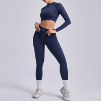 Aoyema Vêtements de sport avec logo personnalisé Costumes très vendus Ensemble leggings et hauts de yoga à compression extensible et à manches longues et séchage rapide