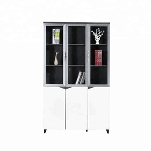 Bibliothèque de bureau à Double porte moderne, <span class=keywords><strong>armoire</strong></span> de <span class=keywords><strong>rangement</strong></span> avec 4 portes, disponible en blanc, vente en gros d'usine - Product Image 2
