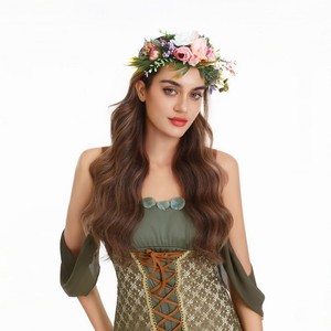 <span class=keywords><strong>Couronne</strong></span> de fleurs pour demoiselle d'honneur, accessoires de coiffure pour fête, guirlande florale multicolore, bandeaux - Product Image 2