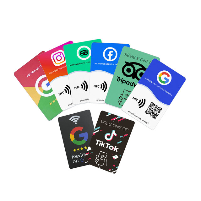 OEM Android/iPhone URL Writing Business Review Cards RFID Programmable Custom QR Code PVC NFC Google Tap Review Card