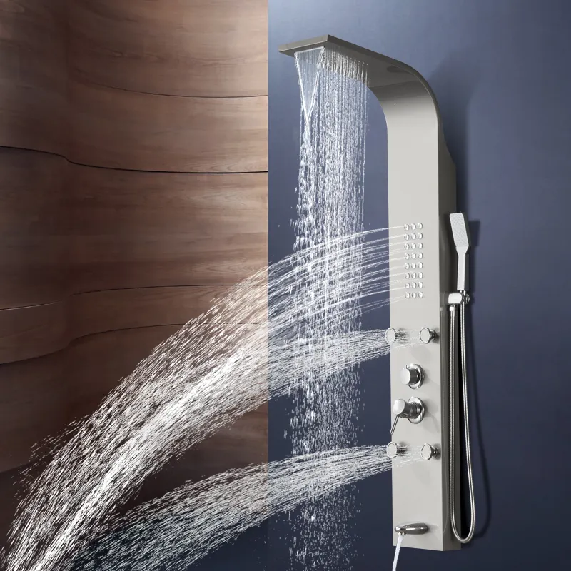 Ensemble de douche murale de salle de bain en acier inoxydable SUS 304, pommeau de douche cascade avec 6 fonctions