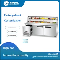 Réfrigérateur commercial de comptoir pour pizzas, salades et plats froids, avec éclairage LED et contrôle de la température, idéal pour restaurants, hôtels et cantines