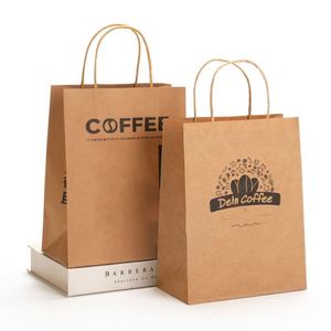 Bolsas de Papel Kraft con Asas, Bolsas para Llevar de Cafetería, Bolsas para Llevar de Restaurante, Logotipo de Marca Personalizado, Múltiples Opciones de Color Disponibles - Product Image 2