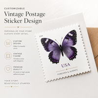 Stiker Stempel Kupu-kupu Vintage Kustom, Perlengkapan Scrapbooking Estetis untuk Jurnal dan Dekorasi Buku Catatan, Kerajinan DIY