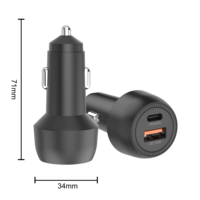 Chargeur de voiture 63W PD 45W Type-C QC 3.0 double port à charge rapide, compatible CE FCC RoHS UL2089, ignifuge, OTP, compatible ordinateur portable, fibre de carbone