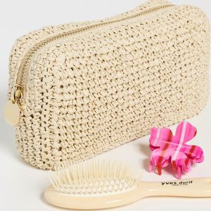 Custom Beige Nylon Zipper Portable Reusable Clutch Makeup <b>Purse</b> for Women Beach <b>Cute</b> Summer Holiday Traveling Cosmetic Bag - Product Image 3