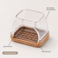 Protège-pieds carrés transparents en silicone pour meubles avec patin en feutre, anti-rayures, antidérapants et anti-bruit