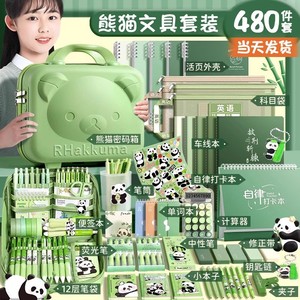 Set de Papelería Panda de 480 Piezas con Diseño de Panda Verde para Estudiantes, Regalo para el Regreso a Clases - Product Image 1