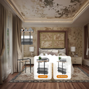 Treo tường kim loại <span class=keywords><strong>Rack</strong></span> khăn với kệ gỗ cho phòng tắm để gấp khăn lớn hoặc lưu trữ - Product Image 6