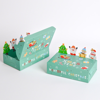 Boîte cadeau de Noël pliable en papier 3D mignonne, boîte cadeau pour fête, boîte cadeau pour friandises, boîte cadeau pour bonbons, boîte cadeau pour chocolat, impression personnalisée