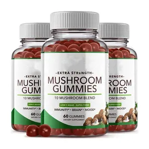 Organic Mushroom Gummies Lions Mane Supplement With Shitake Reishi Turkey Tai Chaga Mushroom Supplement For Memory & Focus