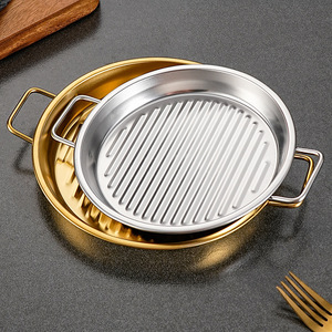 Plateau rond en acier inoxydable <span class=keywords><strong>à</strong></span> double poignée pour la cuisson de pizzas, idéal pour les frites de fruits de mer et le poulet frit, vente en gros sur mesure - Product Image 2