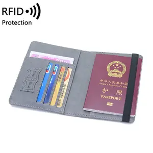 RFID Vintage anti-hırsızlık kimlik banka kartı kadın erkek pu deri cüzdan durumda iş pasaport kapakları tutucu seyahat için