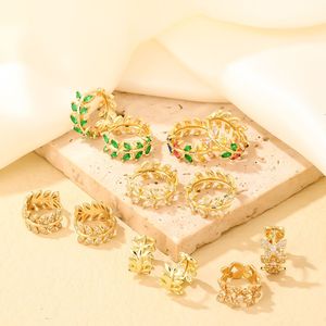 Boucles d'oreilles créoles ajourées incrustées de diamants, style coréen, élégantes pour femme, en fer plaqué or blanc 16 carats, avec diamants <span class=keywords><strong>FX</strong></span> - Product Image 3