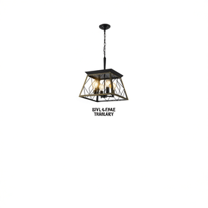 Lámpara Colgante Moderna de Metal con Jaula, Negra y Dorada, 4 Luces Ajustables para Comedor y Sala de Estar - Product Image 1