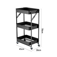 Meubles de salle à manger Chariot utilitaire pliable en métal amovible à 3 niveaux Organisateur Support de rangement pour la cuisine