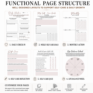 Cuaderno de Notas Personalizable con Logotipo <span class=keywords><strong>en</strong></span> Lámina Dorada, Proceso de Grabado con Páginas Interiores con Borde Dorado, Diario de Autocuidado Personalizado - Product Image 5