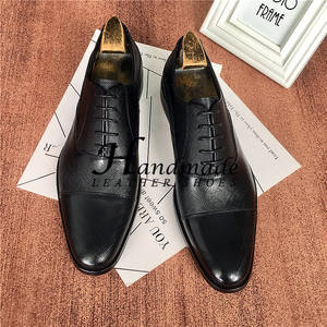 Chaussures à bout capuchonné en trois parties, chaussures Oxford pour hommes en cuir pleine fleur, pour affaires, formelles et décontractées, chaussures de costume - Product Image 2