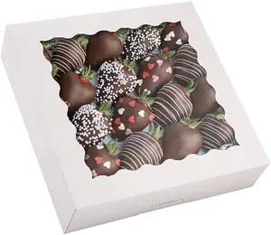 定制自动一体式设计食品级印刷蛋糕饼干面包店糕点马卡龙甜甜圈包装纸盒带标志