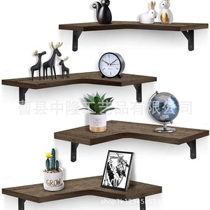 Wooden <b>Corner</b> Shelf <b>Wall</b> Mounted 4 Layers Durable Storage For Living Room Bedroom Kitchen - Product Image 3