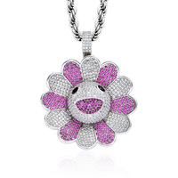 Collier Hip Hop personnalisé pour homme, pendentif tournant tournesol arc-en-ciel avec micro-pavés de pierres CZ