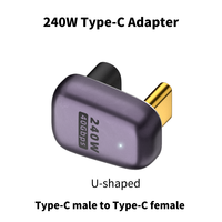 Adaptateur USB C à angle droit PD 240W 40Gbps 90 degrés Adaptateur USB C mâle vers femelle Adaptateur USB C L avec vidéo 8K 60Hz