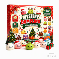 Calendrier de l'Avent 2026 : Boîte Mystère de Noël TPR à Montée Lente, Compte à Rebours Aléatoire, Jouets Squishy en Forme de Bao Bun à Presser