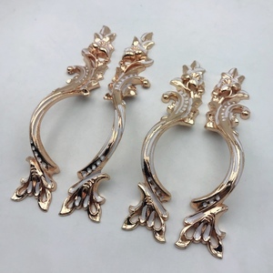 High Popularity Zinc Alloy European Style Left Symmetric Gold Plus <strong>White</strong> Oil Door Handel Copper Handles Gold Cabinet Hardware - Product Image 6