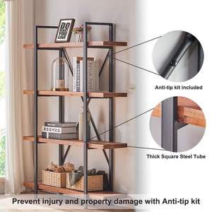 Estantería de Madera Maciza Personalizada, Color Marrón Desgastado, Estilo Industrial Rústico, Librería de Madera Natural para el Hogar, Oficina, Sala de Estar, Dormitorio - Product Image 6