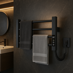 Mini chauffe-<span class=keywords><strong>serviettes</strong></span> électrique noir Spa sèche-linge avec support de Machine à Rail accessoire de salle de bain en acier pour usage domestique cintre chauffant humide - Product Image 1