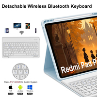 Étui avec clavier pour Xiaomi Redmi Pad Pro 12,1 pouces 2024 / Housse de clavier détachable pour Xiaomi Poco Pad 12,1 pouces avec support pour stylet