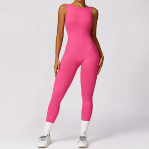 Tuta da Donna Smanicata con Scollo Incrociato e Schiena Scoperta, Set Sportivo Monopezzo a Lunghezza Intera, Altamente Elasticizzato e Effetto Sollevamento Glutei - Product Image 4