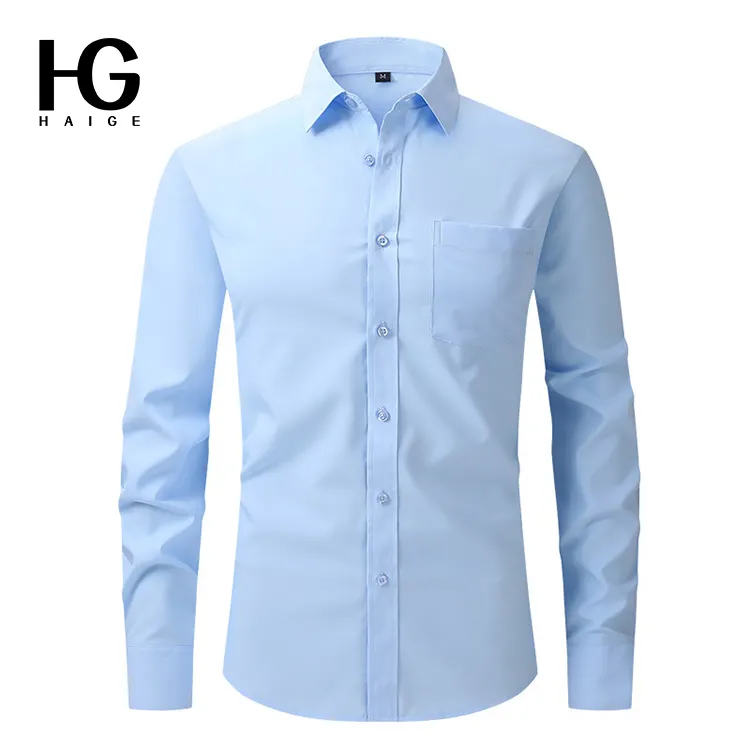 Fashion Style Plain Blank Different Colors Full Sleeve Formal Button Down Shirts For Men Casual Breathable Men Shirts Custom Log