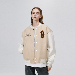 American Retro Veste brodée en <span class=keywords><strong>cuir</strong></span> de Pu XL pour hommes, uniforme de baseball d'hiver avec logo incurvé et désossé, épissage de <span class=keywords><strong>serviette</strong></span>. - Product Image 6