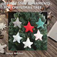 Weihnachtliche Samt-Stern-Dekorationen 10cm Geprägt für Weihnachtsbaum Kamin Silvester Feiertagsparty Stern-Christbaumkugeln