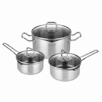 Ensemble de casseroles en acier inoxydable poli miroir de qualité supérieure, 3 pièces, comprenant une marmite à soupe, une casserole à lait, une cocotte vapeur, ustensiles de cuisine pour la maison