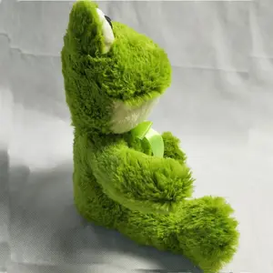 การออกแบบใหม่ที่มีคุณภาพสูงที่กำหนดเองขายส่งตุ๊กตากบสีเขียวกับริบบิ้นยัดของเล่นกบ