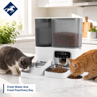 Distributeur automatique de nourriture et d'eau pour animaux de compagnie WiFi moderne avec charge automatique, 4L/3.5L, bols en acier inoxydable à gravité, contrôle par application pour chats et chiens