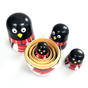 Navidad rusa de madera Matryoshka muñecas anidadas de madera pintadas a mano decoración del hogar manualidades regalo de Navidad para chico - Product Image 2