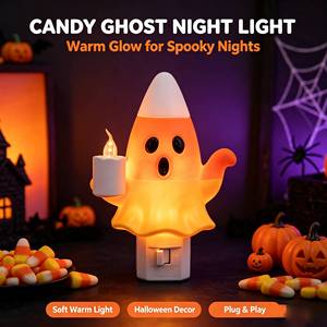 Luz Nocturna LED de Fantasma con Diseño de Maíz Dulce para Halloween, Lámpara de Pared con Forma de Vela de Fantasma, Decoración Otoñal Espeluznante para el Hogar, Regalo para el Dormitorio, Diseño Moderno - Product Image 3