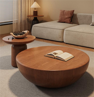 Table basse ronde de style médiéval pour salon, petite taille, modèles simples, table à thé en bois avec fonction de rangement